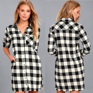 Lulus Buffalo Check Flannel Shirt Dress